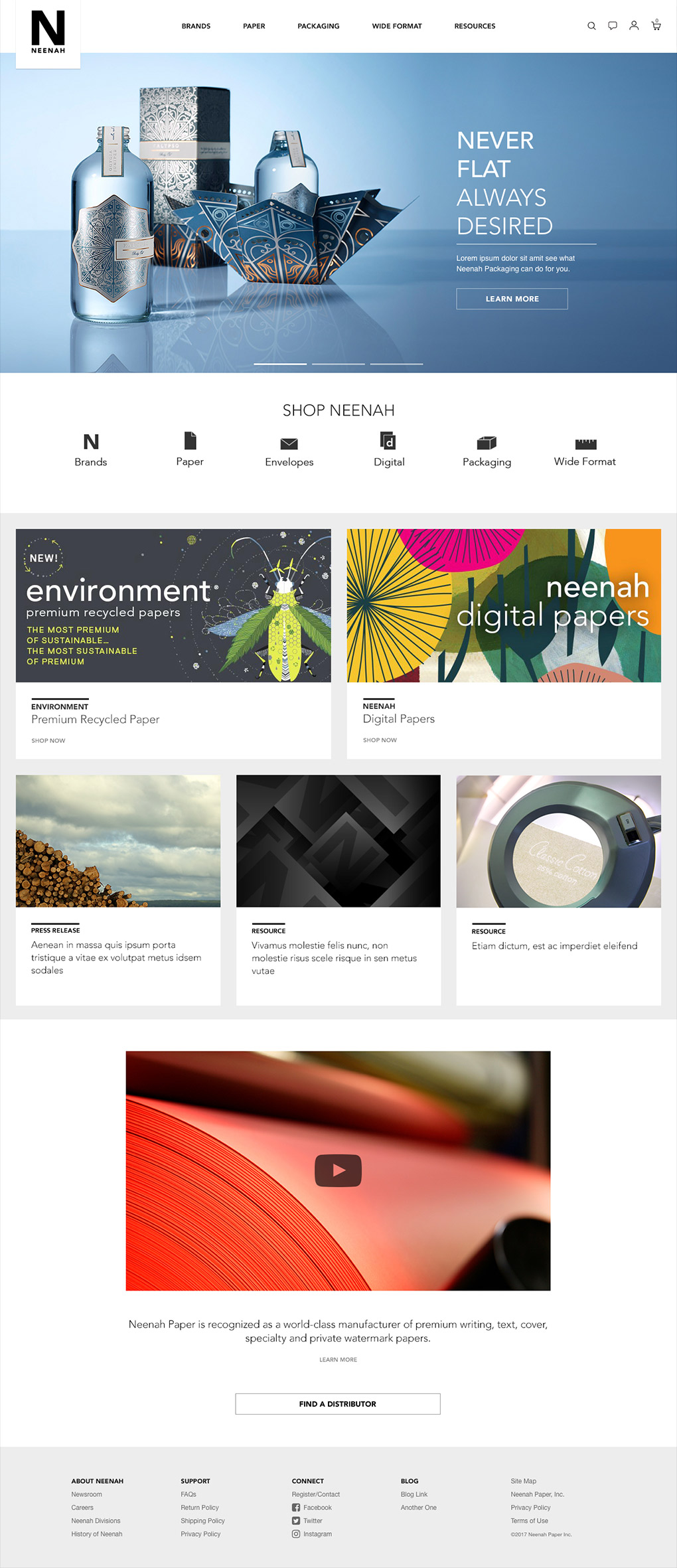 Neenah Paper Homepage Layout